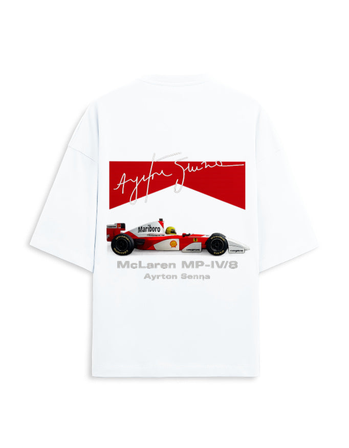 Plain white oversized terry tee back view, no print
