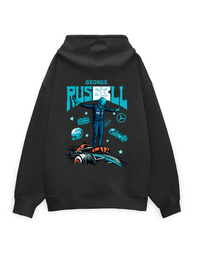 Plain black oversized hoodie back view, no print