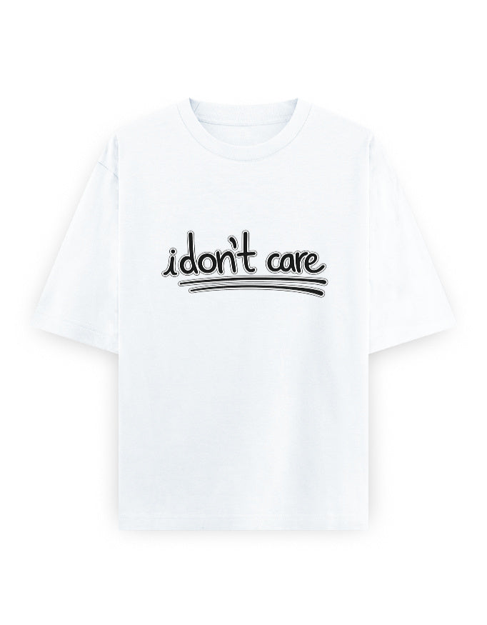 I Dont Care Oversized T Shirt for Women - Front View | House Of Anit