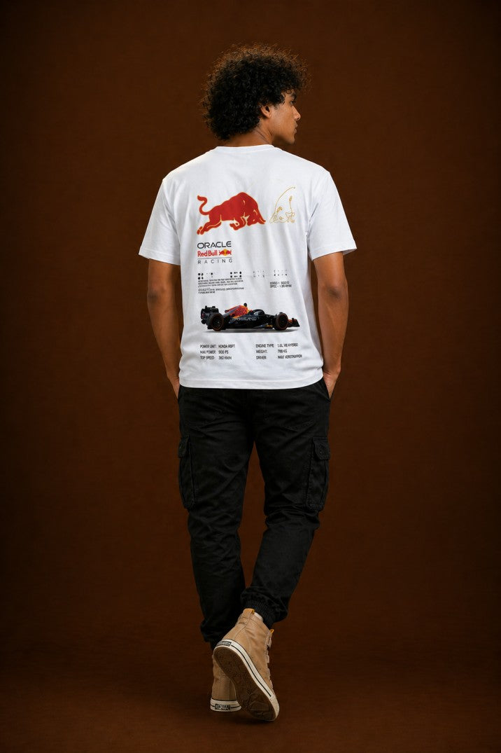 Formula 1 Tshirt Red Bull Infographic Back Print | Unisex Tee for Gen Z