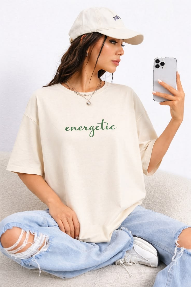Energetic Oversized T Shirt for Women - Front View | House Of Anit