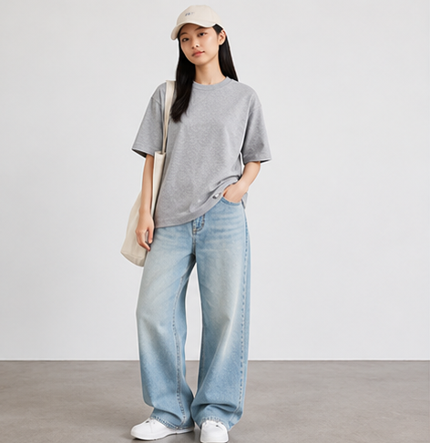 Grey Oversized T Shirt Women - Unisex Heavyweight Cotton Tee