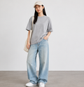 Grey Oversized T Shirt Women - Unisex Heavyweight Cotton Tee