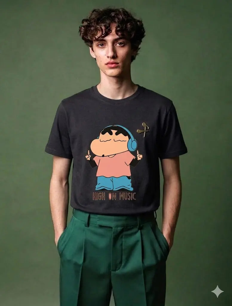 Shin Chan DJ Headphones Anime Graphic T-Shirt | Unisex Supima Cotton Tee House Of Anit