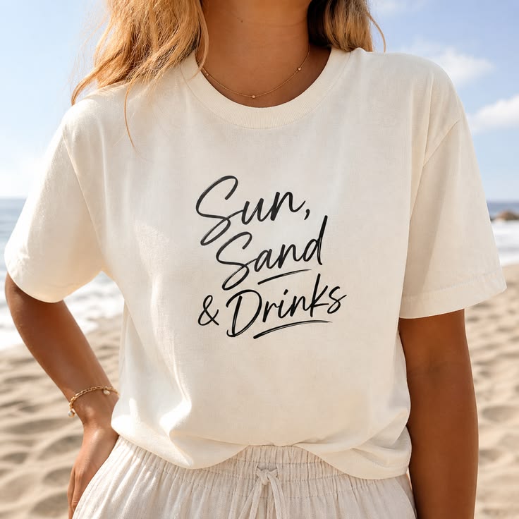 Sun Sand And Drinks Oversized T Shirt for Women - Front View | House Of Anit