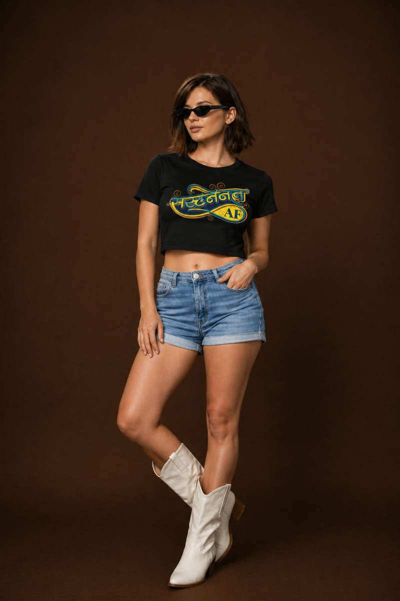 Cotton T shirts for Women Crop Top | Fitted Stretch Crop Tee | Comfortable Cotton Blend