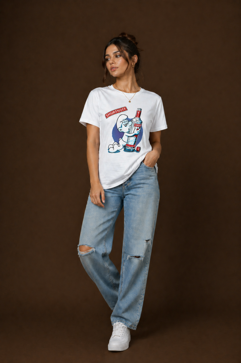 Printed Tshirt Design Smirnoff Solid | Gen Z Casual Top