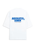 Plain white oversized terry tee, back view, no print