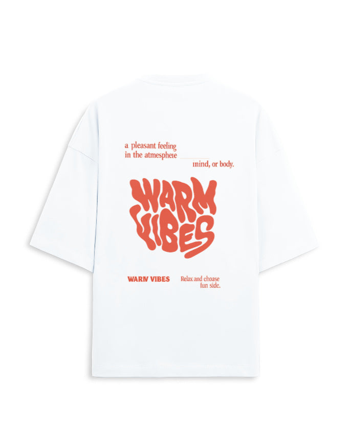 Plain white oversized terry tee, back view, no print