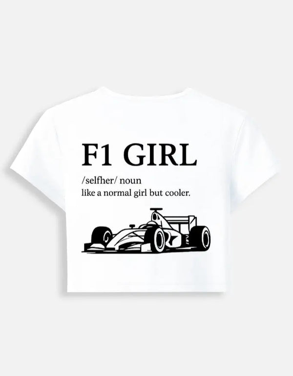 Formula 1 Tshirt Women's Crop Baby Top | Fitted Graphic Print | Gen Z Casual Tee