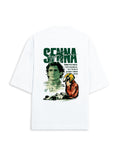 Back view of white Unisex Terry Oversized Tee by House of Anit, plain blank back