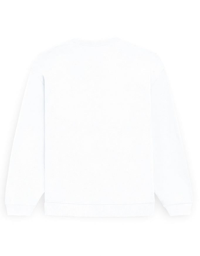 Plain white oversized sweatshirt, back view, no print