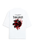 Plain white oversized terry tee, back view, no print