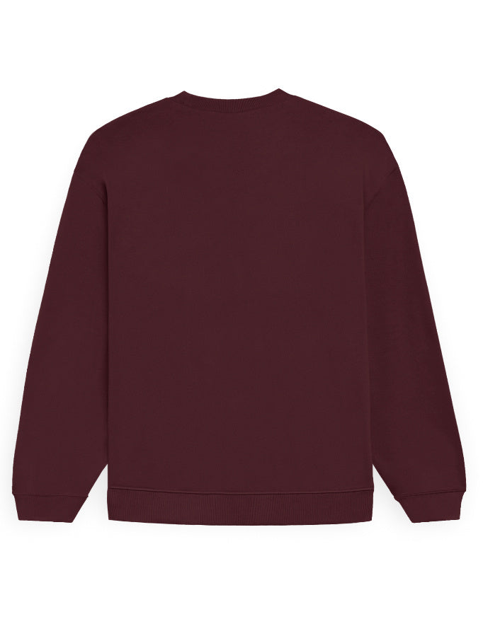 Model wearing the Black oversized sweatshirt from the back, plain with no print