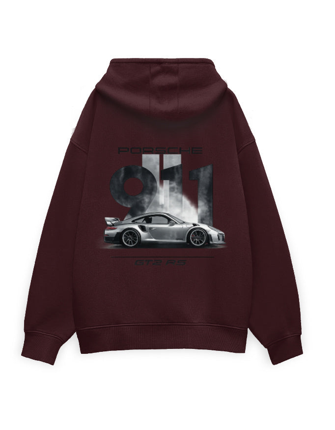 White oversized hoodie back view, plain fabric