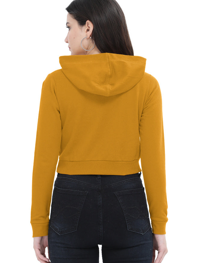Plain back of black cropped hoodie, no print