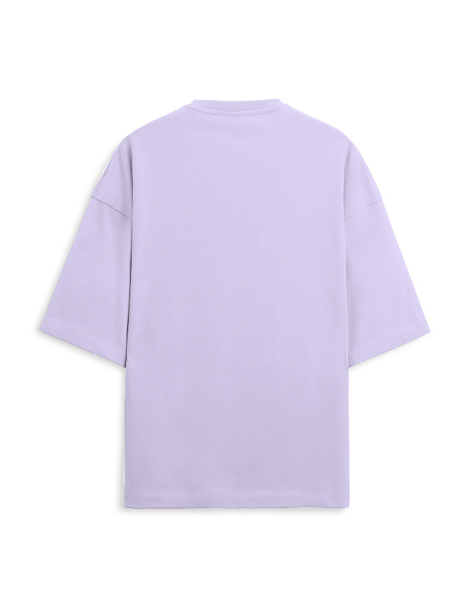 White Unisex Terry Oversized Tee, plain back view with no print
