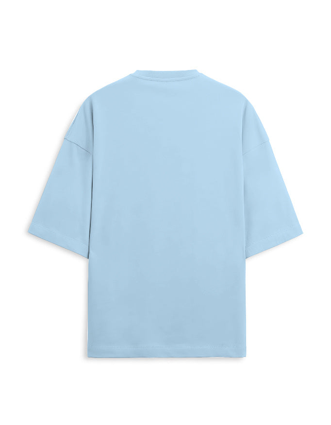White Unisex Terry Oversized Tee, plain back view with no print