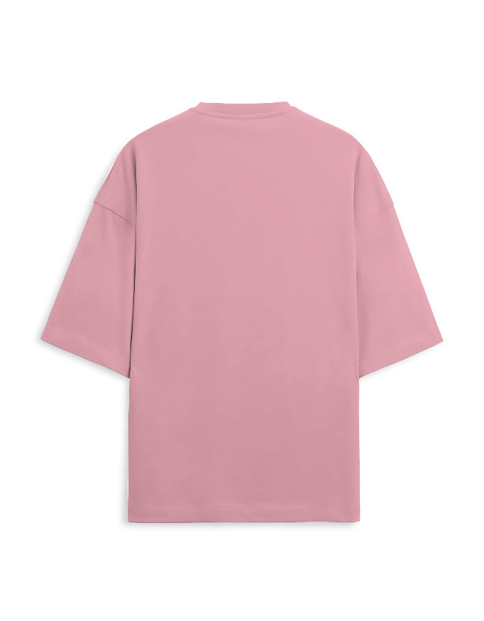 White Unisex Terry Oversized Tee, plain back view with no print