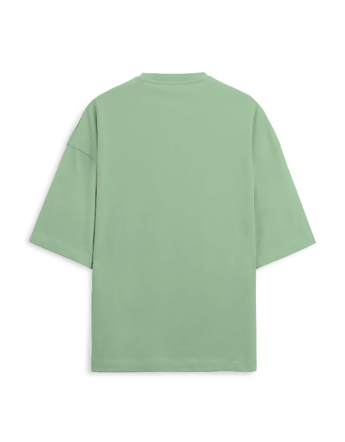 White Unisex Terry Oversized Tee, plain back view with no print