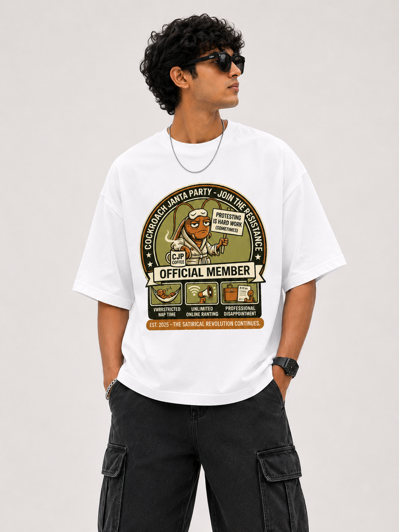 The Manifesto Drop Cockroach Janta Party Oversized Tshirt GenZ Unisex Oversized Tshirt CJP