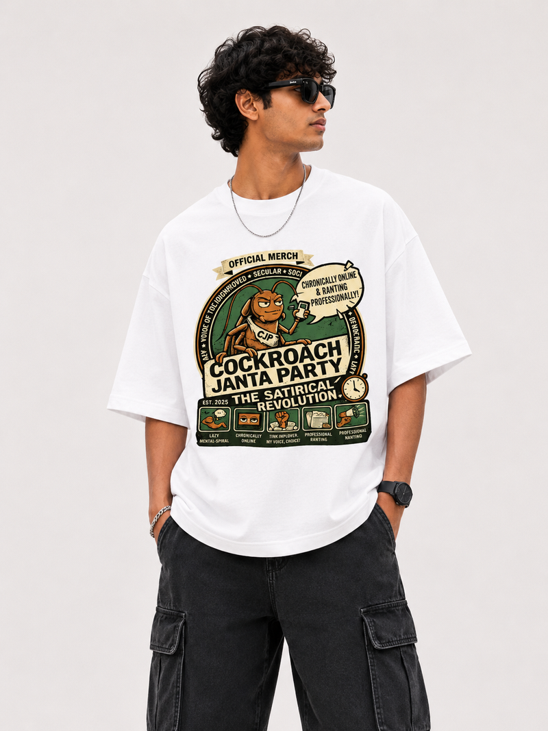 JoinTheColony Cockroach Janta Party Oversized Tshirt GenZ Unisex Oversized Tshirt CJP Party
