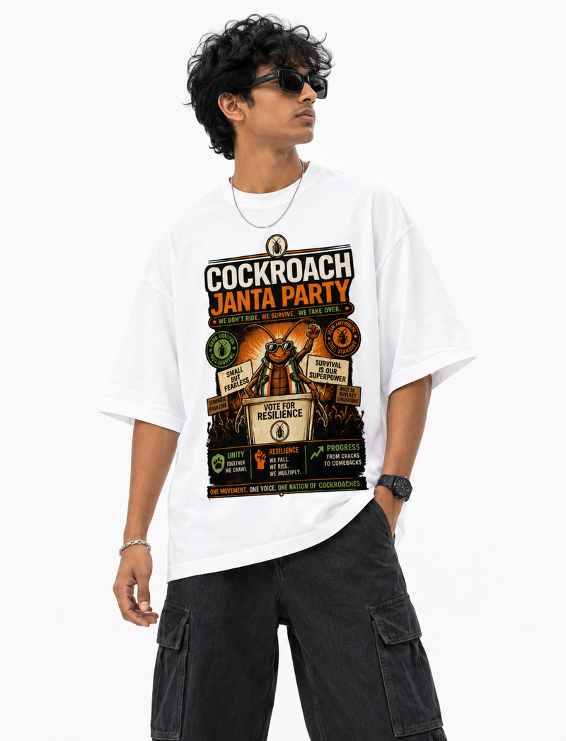 CJP Party Card Cockroach Janta Party Oversized Tshirt GenZ Unisex Oversized Tshirt Member