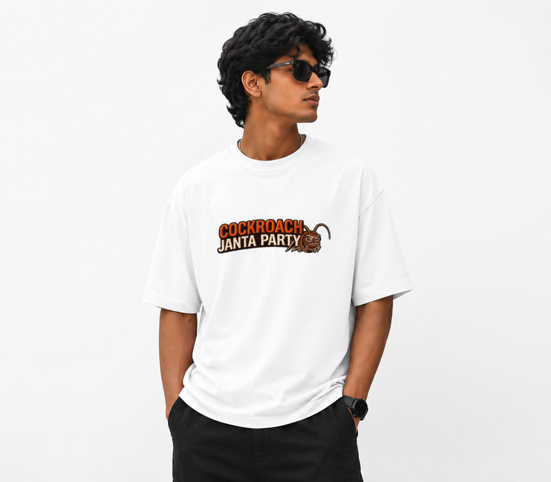 Cockroach Janta Classic Cockroach Janta Party Oversized embroidery Tshirt GenZ Unisex