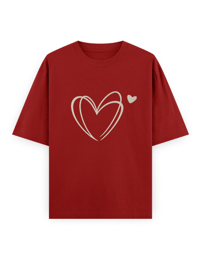 Heart Scribble Oversized T Shirt for Women - Front View | House Of Anit