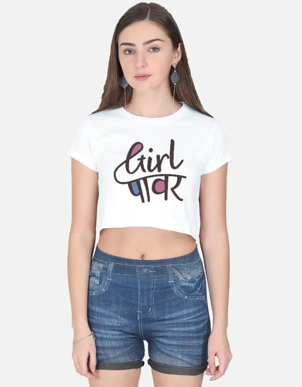 Girl Power Hindi tshirt Quote Graphic | Trendy Women's Crop Top for women