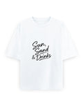 Sun Sand and Drinks Oversized T Shirt for Women - Front View | House Of Anit