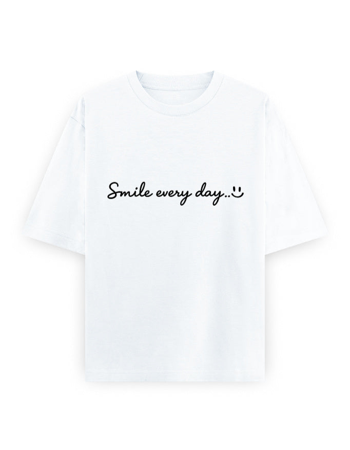 Smile Every Day Oversized T Shirt for Women - Front View | House Of Anit
