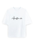 Coffee Heartbeat Oversized T Shirt for Women - Front View | House Of Anit