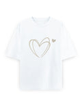 Heart Scribble Oversized T Shirt for Women - Front View | House Of Anit