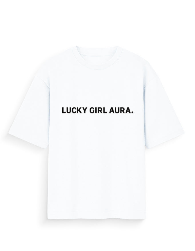 Lucky Girl Aura Oversized T Shirt for Women - Front View | House Of Anit