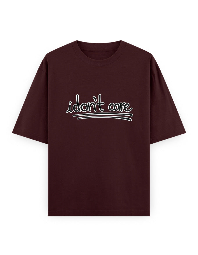 I Dont Care Oversized T Shirt for Women - Front View | House Of Anit