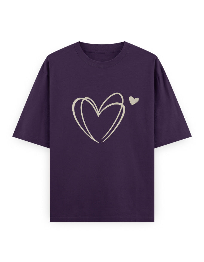 Heart Scribble Oversized T Shirt for Women - Front View | House Of Anit