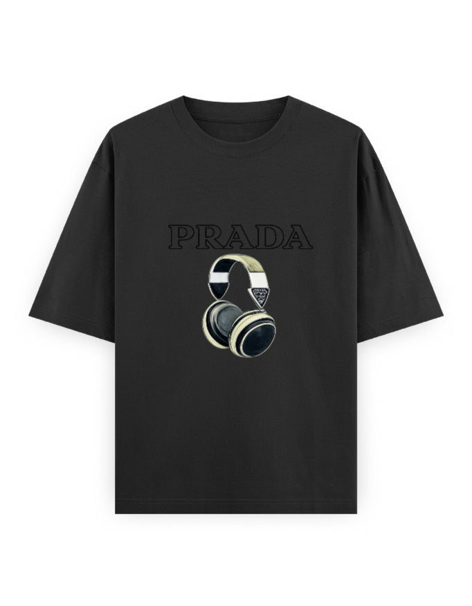 Luxe Headphones Oversized T Shirt for Women - Front View | House Of Anit