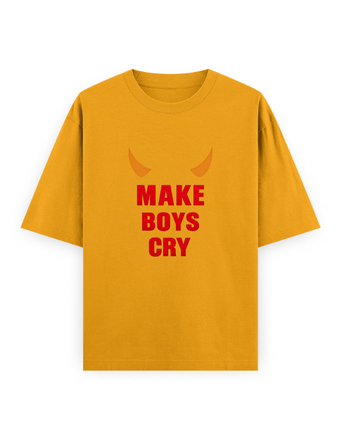 Make Boys Cry Oversized T Shirt for Women - Front View | House Of Anit
