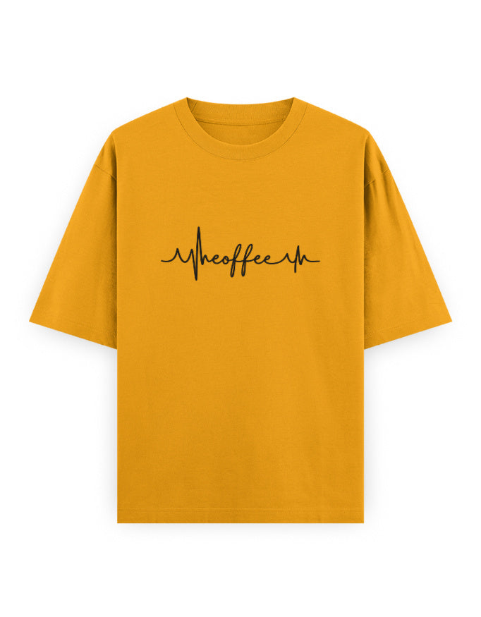 Coffee Heartbeat Oversized T Shirt for Women - Front View | House Of Anit