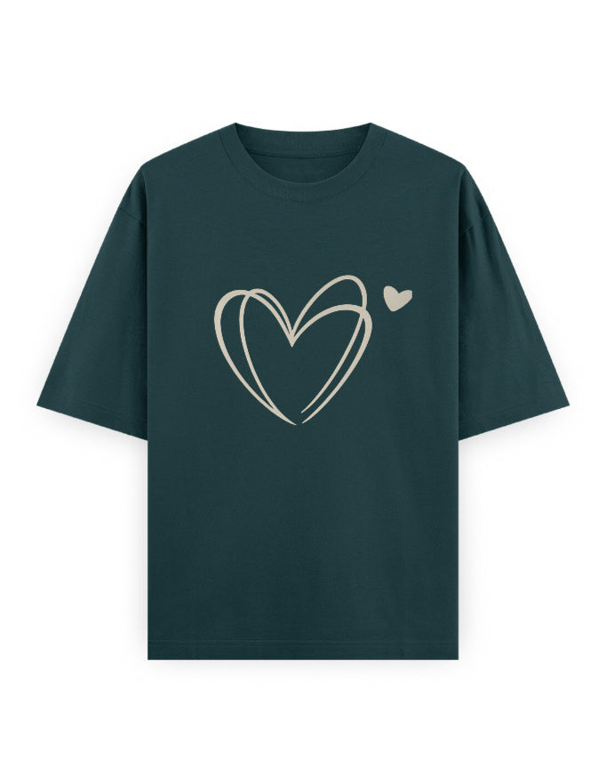Heart Scribble Oversized T Shirt for Women - Front View | House Of Anit
