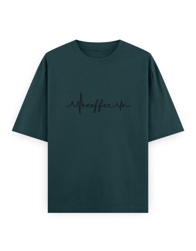 Coffee Heartbeat Oversized T Shirt for Women - Front View | House Of Anit