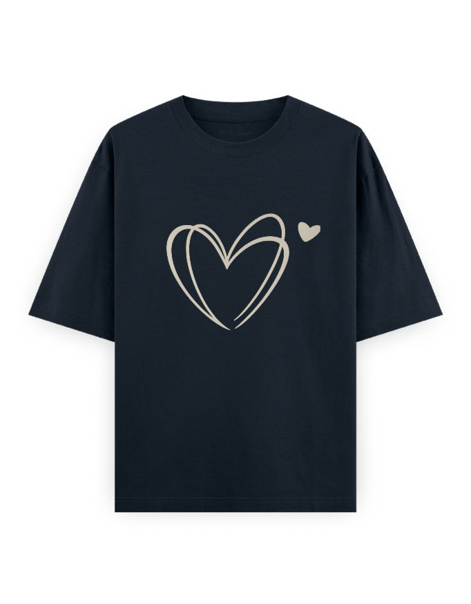 Heart Scribble Oversized T Shirt for Women - Front View | House Of Anit
