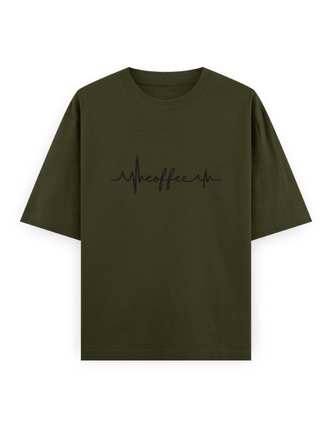 Coffee Heartbeat Oversized T Shirt for Women - Front View | House Of Anit