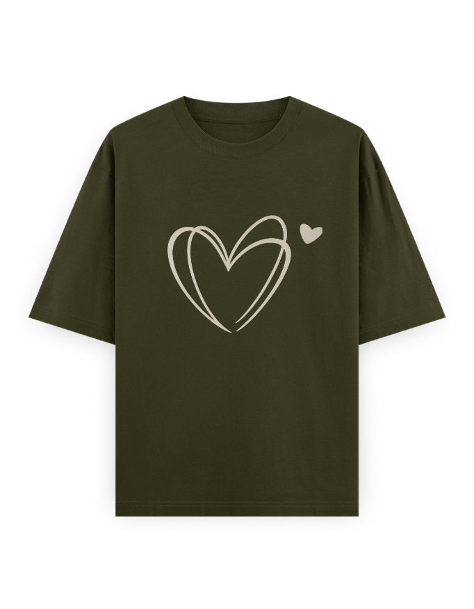 Heart Scribble Oversized T Shirt for Women - Front View | House Of Anit