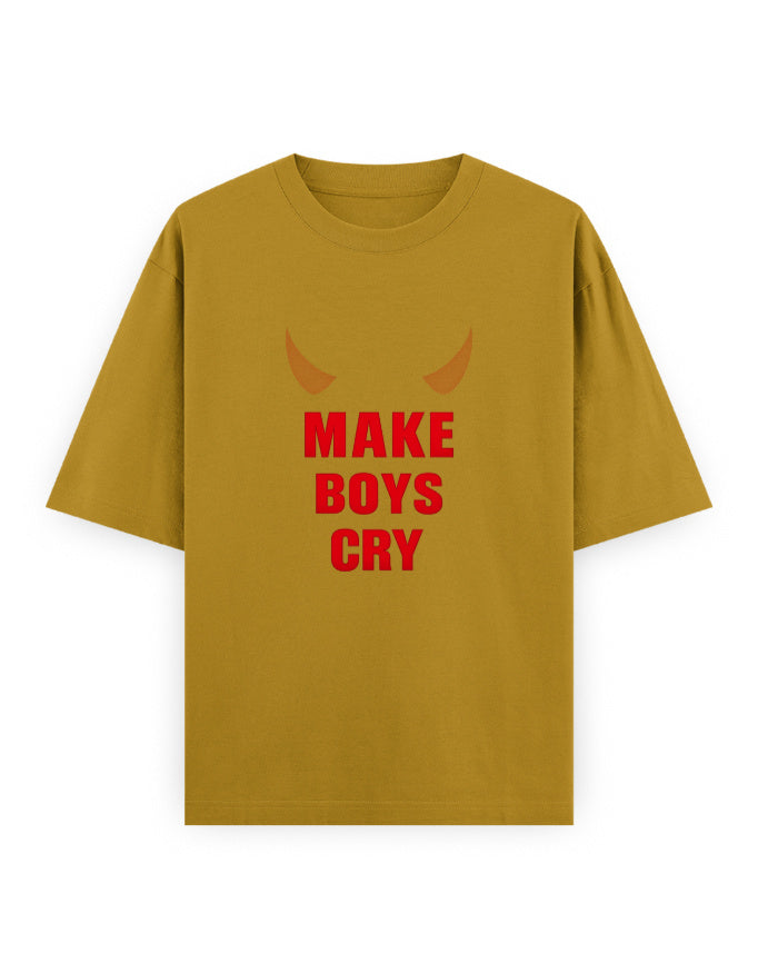 Make Boys Cry Oversized T Shirt for Women - Front View | House Of Anit