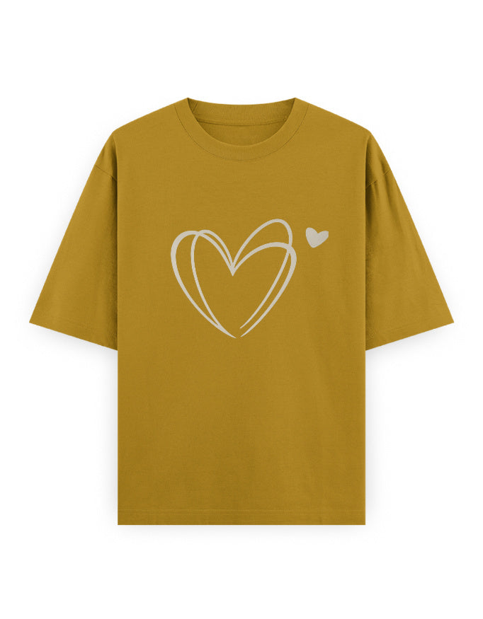 Heart Scribble Oversized T Shirt for Women - Front View | House Of Anit