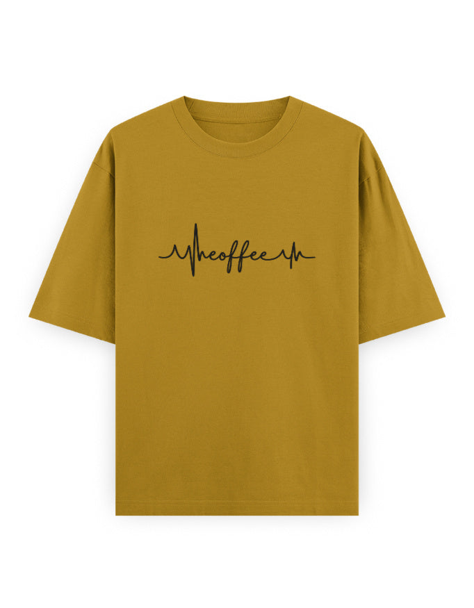 Coffee Heartbeat Oversized T Shirt for Women - Front View | House Of Anit