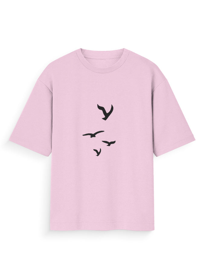 Flying Birds Oversized T Shirt for Women - Front View | House Of Anit