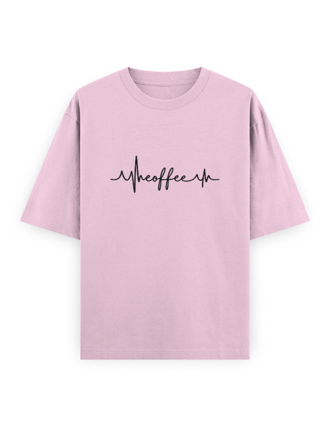 Coffee Heartbeat Oversized T Shirt for Women - Front View | House Of Anit